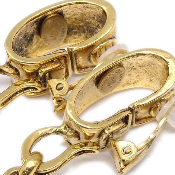 Chanel CC Dangle Earrings Gold Clip-On Brown 94P 142124 - Picture 2 of 4